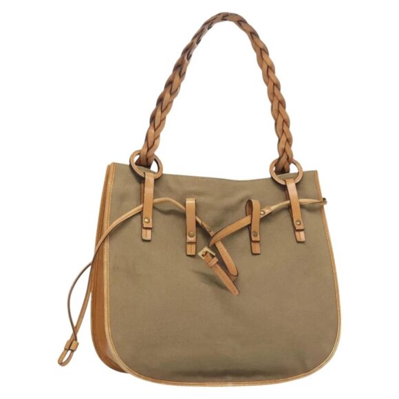 GUCCI Shoulder Bag Canvas Leather Beige Brown 110295 Auth - Picture 1 of 15